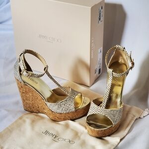 Jimmy Choo T-strap wedges